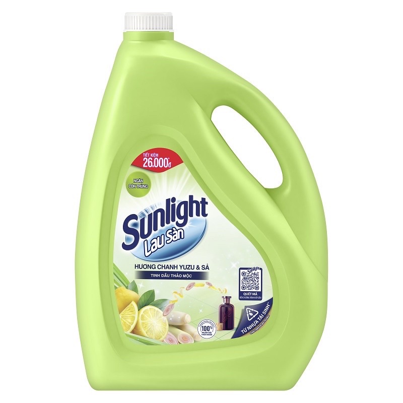 Nước lau sàn Sunlight 3,6kg/Can- Hương  Diên Vỹ/ thiên nhiên/ Bạc Hà