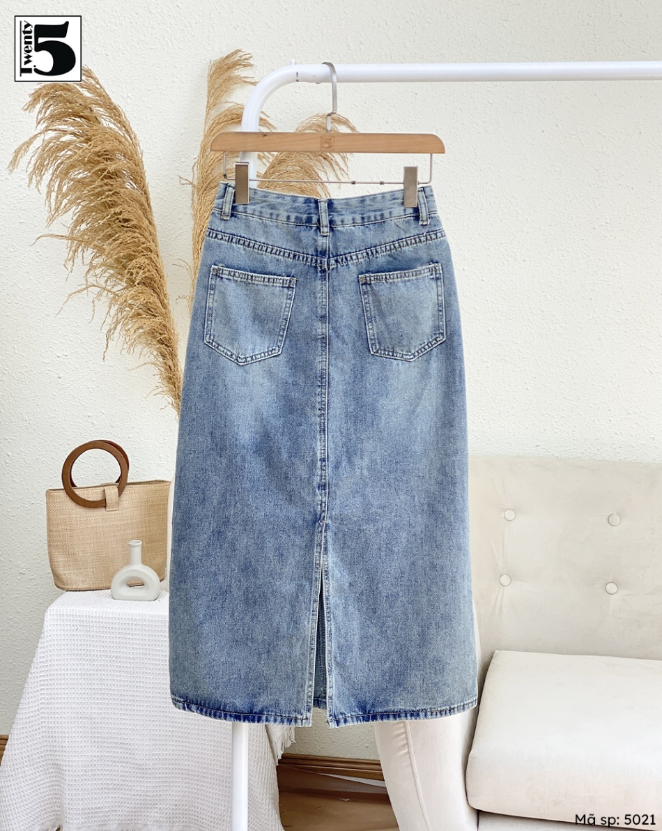 Chân váy jean dài xẻ sau Twenty.Five 5021