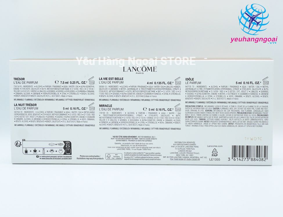 Bộ 5 nước hoa mini Lancome Mini của Pháp.