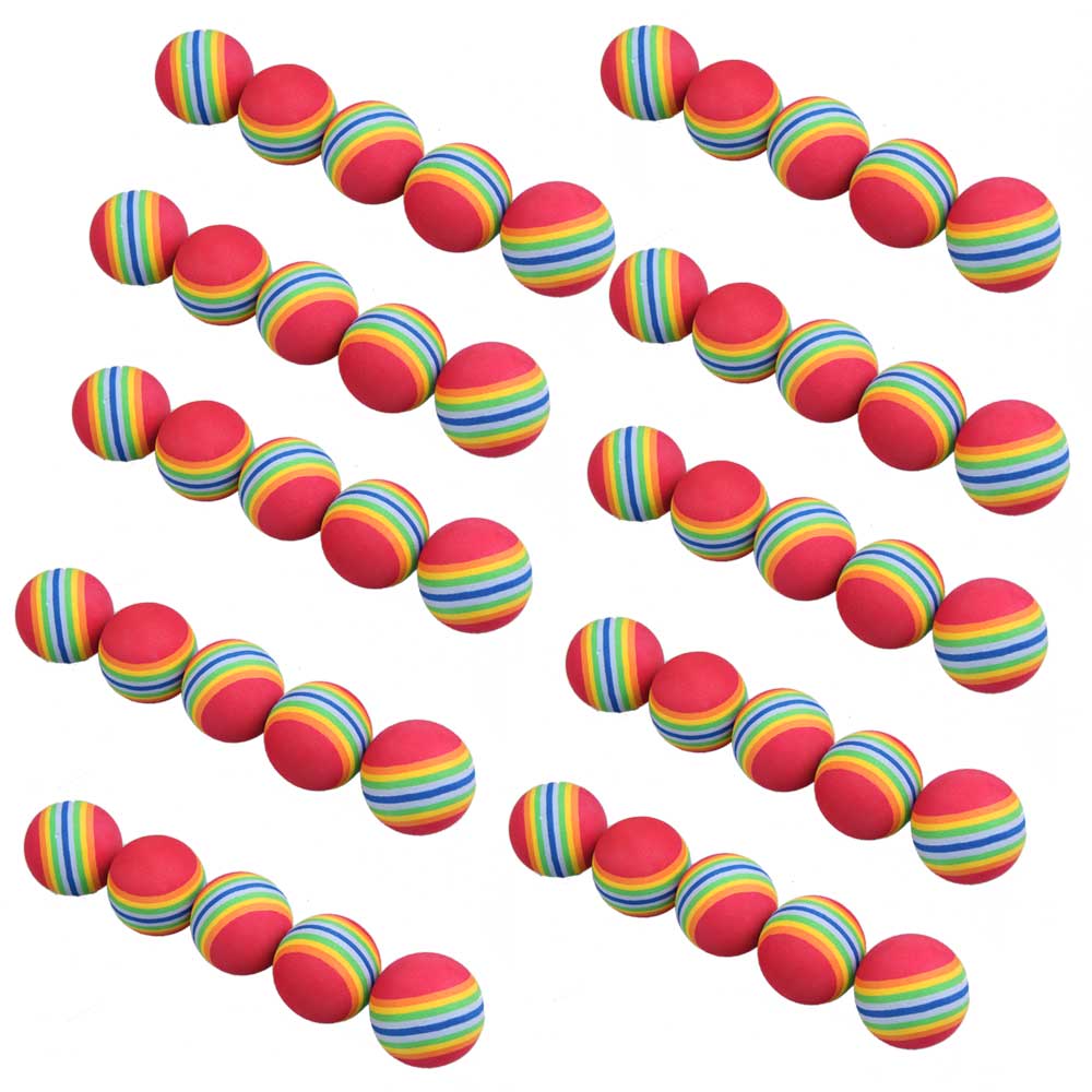 50 x Golf Swing Training Aids Indoor Practice Sponge Foam Rainbow Balls