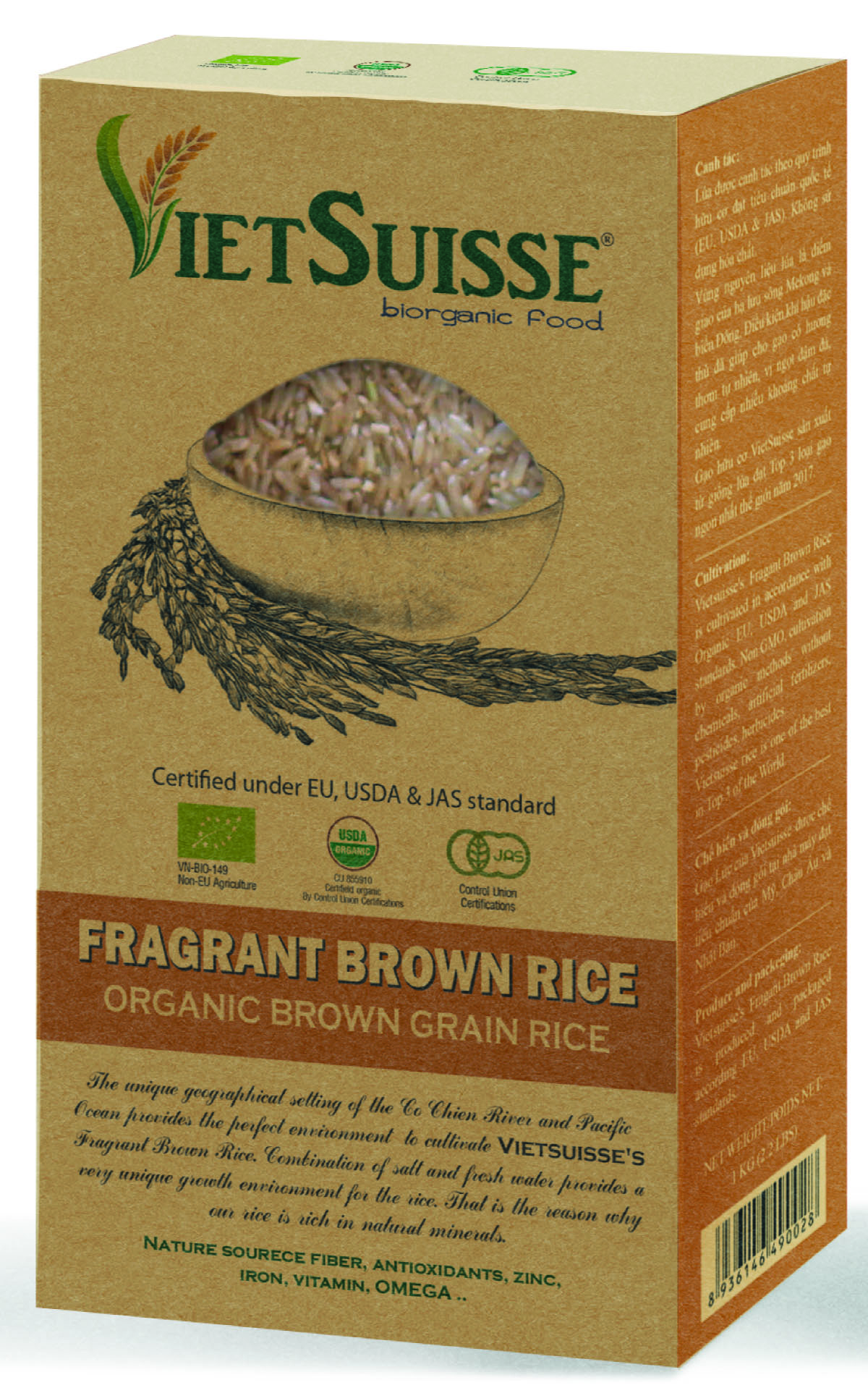 Gạo lứt hữu cơ Vietsuisse - 1kg