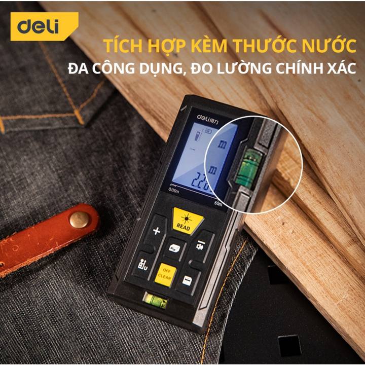 Máy Đo Khoảng Cách Laser Deli Chính Hãng Loại 40m / 50m / 60m Đa Năng - Dễ Dàng Sử Dụng Từ Xa - DL331050P / EDL4168 - Hình ảnh 5