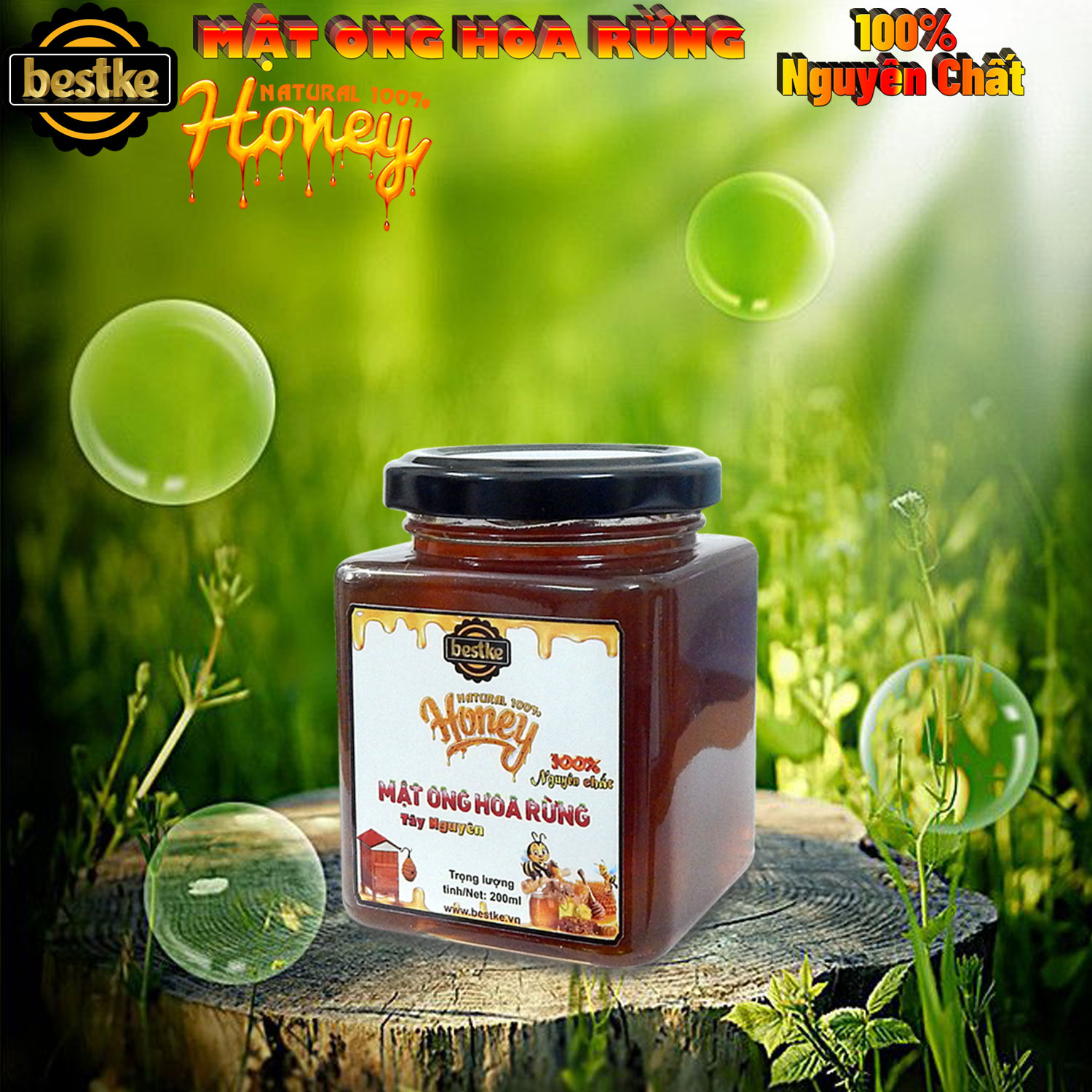 mật ong nguyên chất , hũ 200ml 280g mật nguyên chất 100%