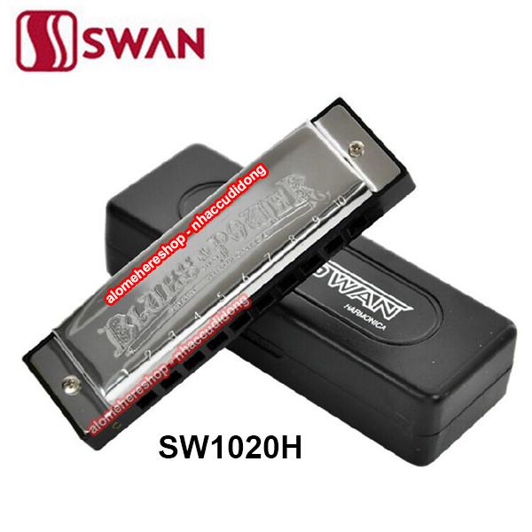 Kèn harmonica Swan BluesPower SW1020H Key C (Bạc)(Đen)