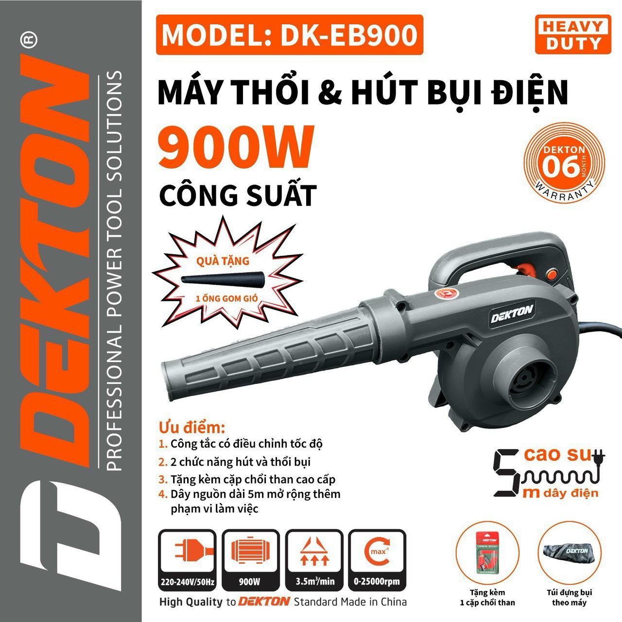 Máy Thổi Bụi Dekton DK-EB800/EB900 2 màu xanh xám