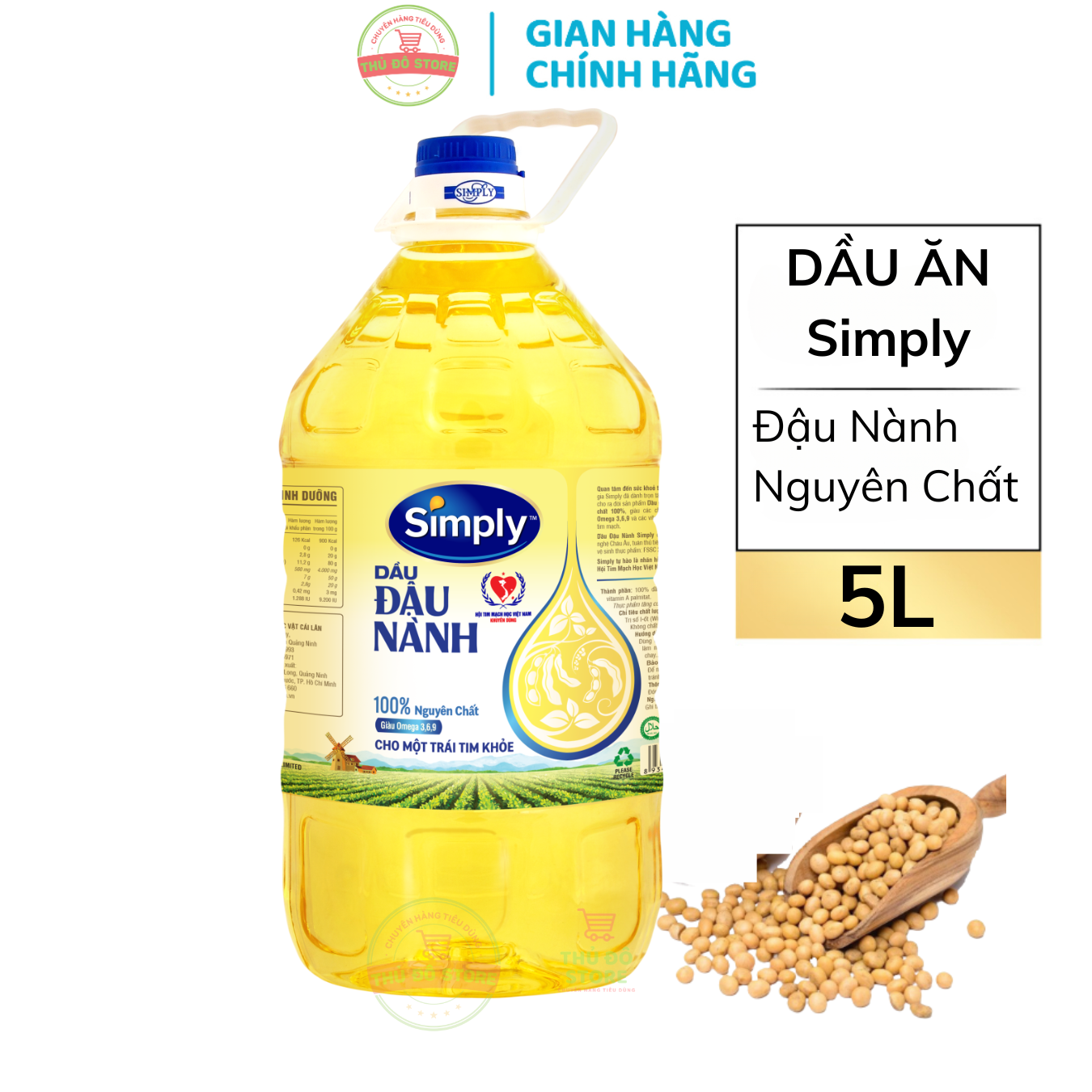 Dầu ăn simply đậu nành - chai 5l