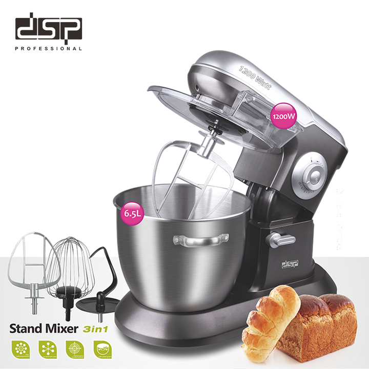Máy trộn bột, đánh trứng 6.5 lít thương hiệu cao cấp DSP KM3025, công suất 1200W, 10 tốc độ đánh khác nhau (Bảo hành 12 tháng)