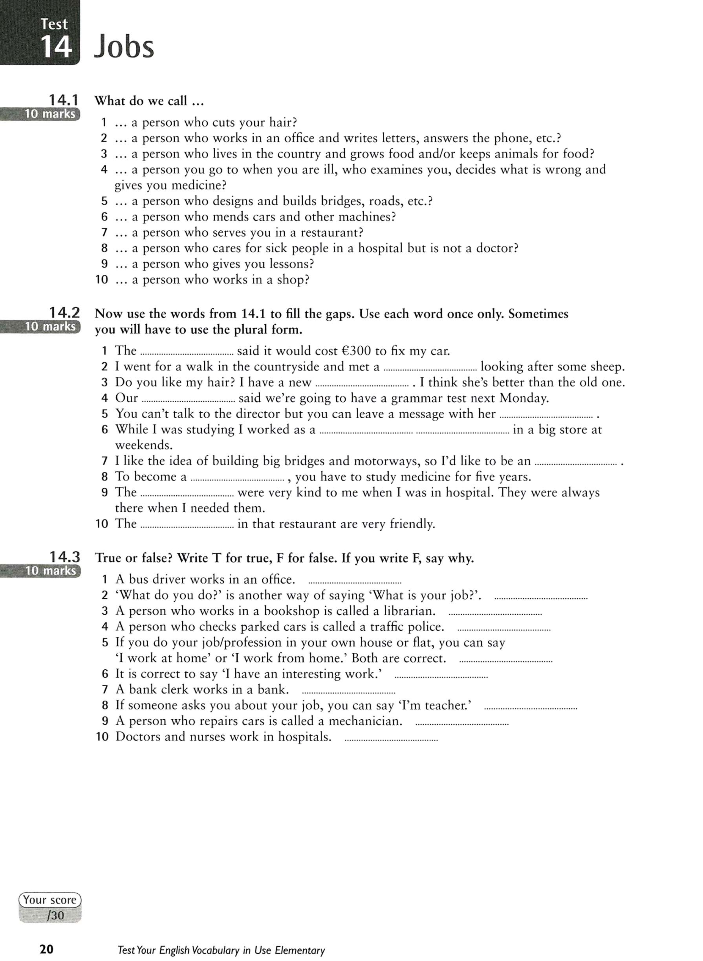 [Sách] Cambridge Test Your English Vocabulary in Use : Elementary ( Second Edition) with Key