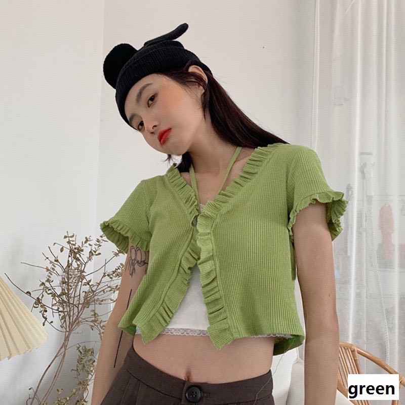 Áo Khoác Tay Ngắn Viền Bèo A5139