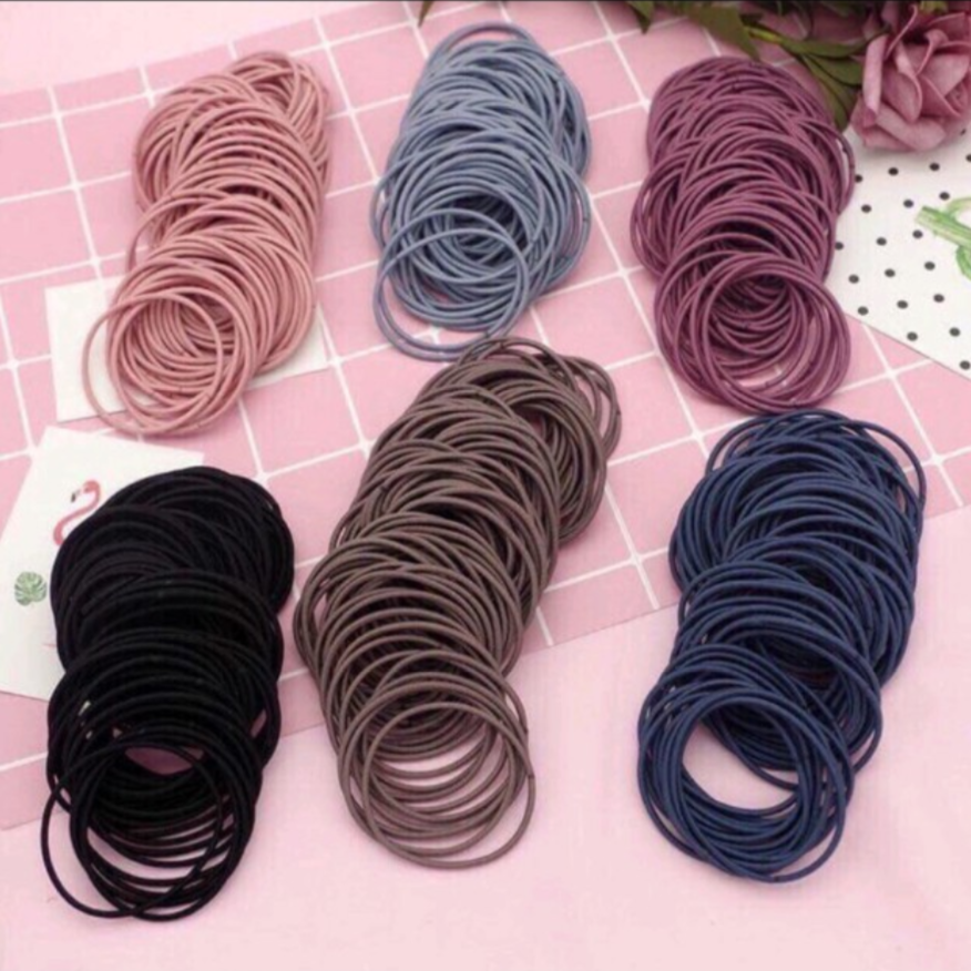 Set 100 dây buộc tóc đủ màu
