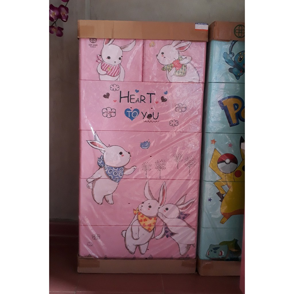 Tủ Nhựa Cao Cấp 5 Tầng 6 Ngăn (Có Khóa)
