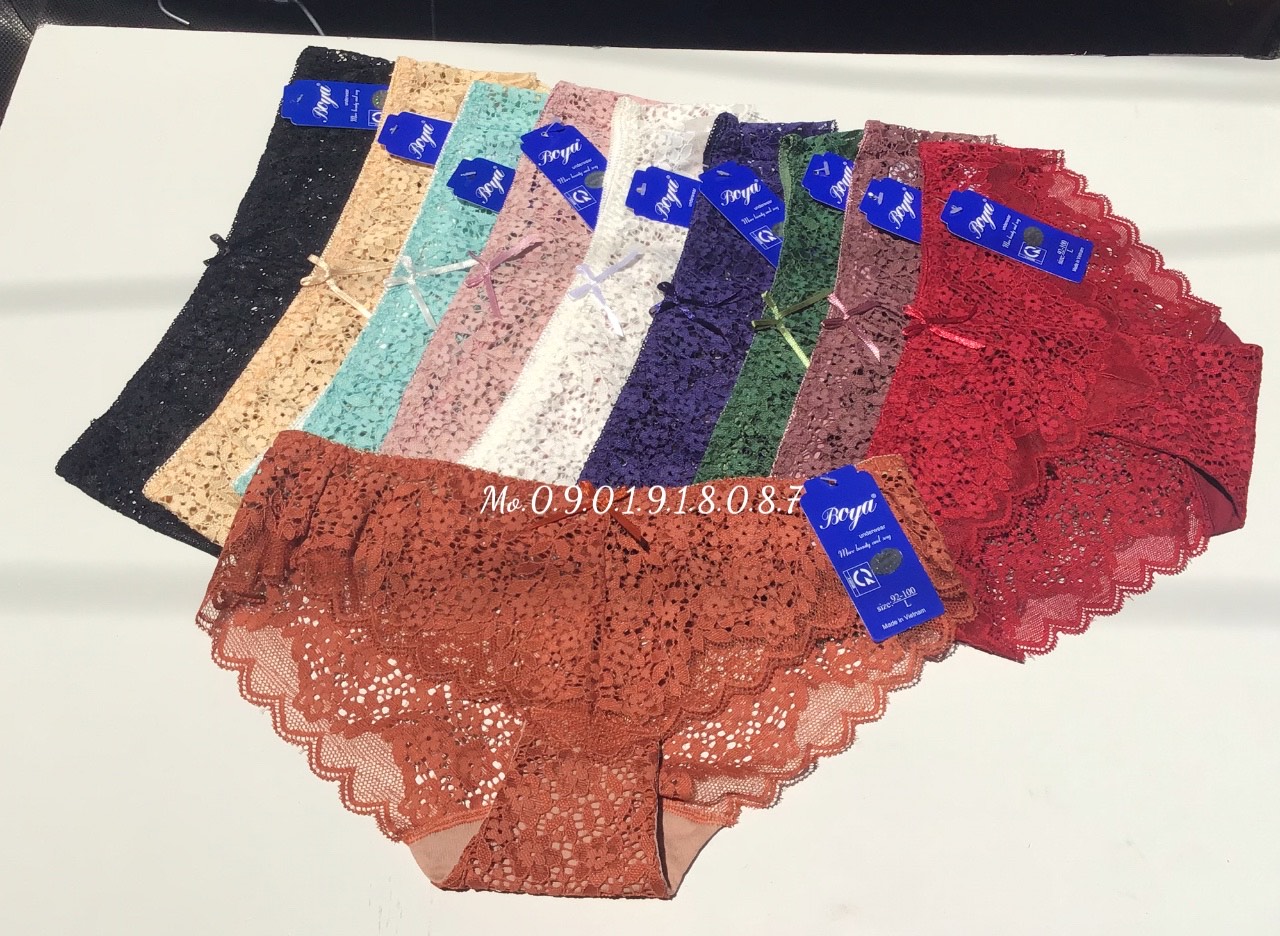 Combo 3 quần lót nữ ren mới Boya N14 cao cấp chính hãng chất ren mềm mịn mát quyến rũ không xù 3 size từ 35kg đến 65kg nội y MarketOnline