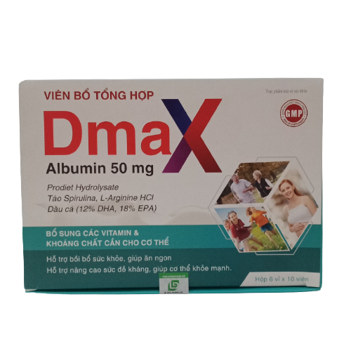 Bổ sung các vitamin và khoáng chất cho cơ thể - Hỗ trợ bồi bổ sức khỏe, giúp ăn ngon, nâng cao sức đề kháng - Viên Uống Bổ Tổng Hợp DMAX, hộp 60 viên