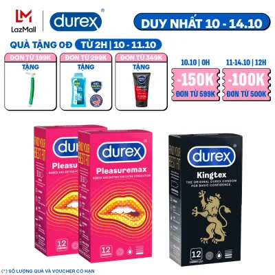 Bộ Bao Cao Su Durex Pleasuremax 2 Hộp 12 Bao Tặng Bao Cao Su Durex Kingtex 1 Hộp 12 Bao