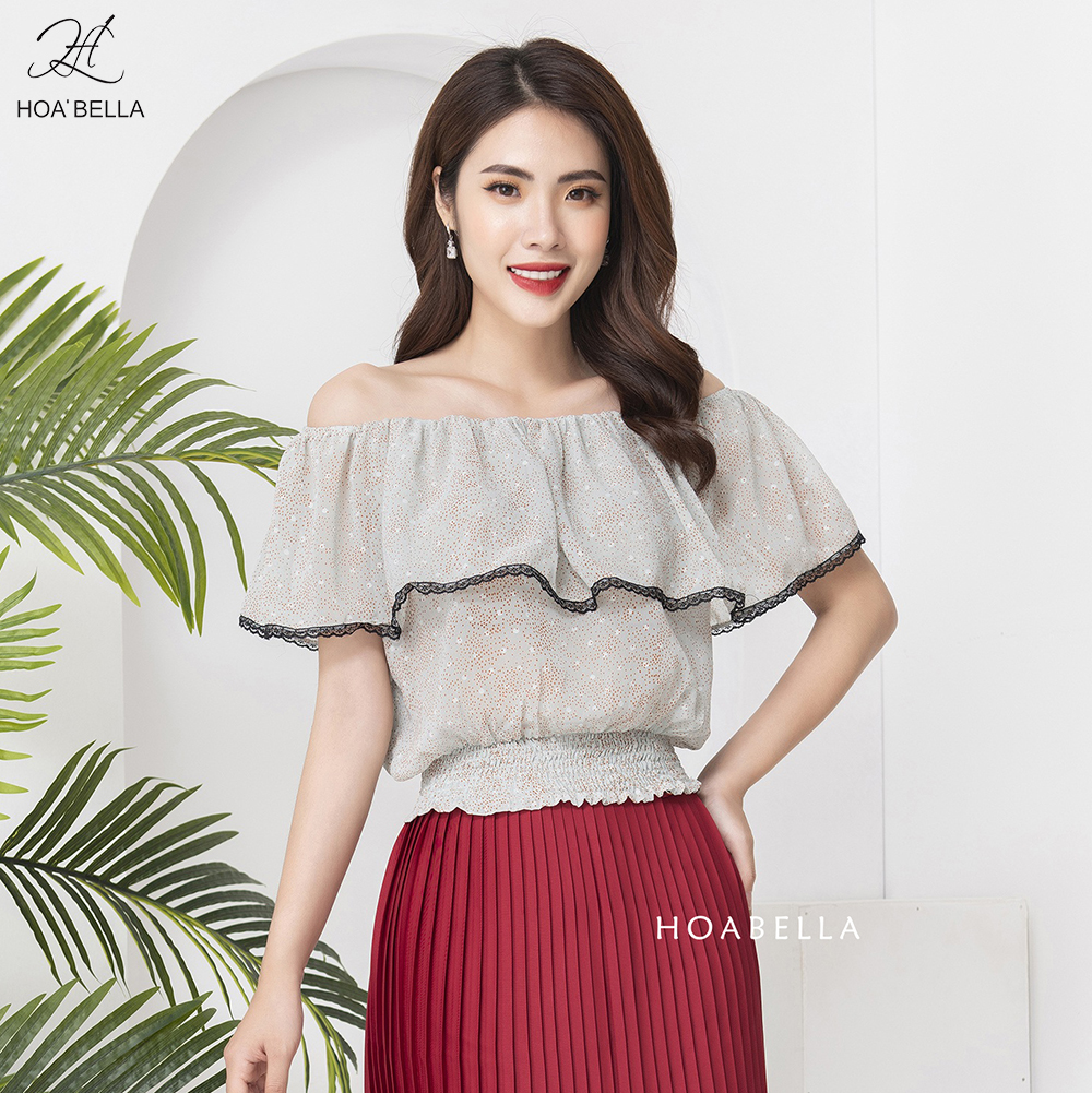 Áo Kiểu Nũ HOABELLA Chất Voan Phối Ren Mềm Mát (MA86)