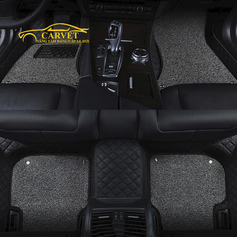 Thảm lót sàn ô tô da pu kèm thảm rối chống bẩn cho Hyundai I10