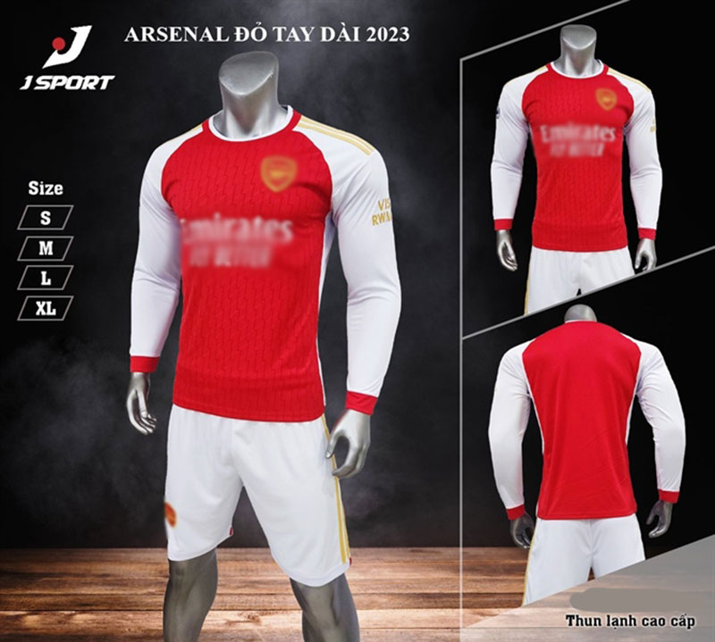 Bộ thể thao bóng đá clb arsenal tay dài 2023 - đồ thể thao đá bóng nam nữ cao cấp