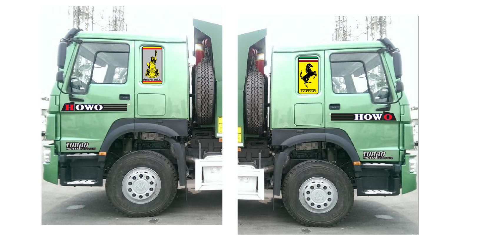 (sale sốc) Bộ Decal tem trang trí xe tải howo 371,380