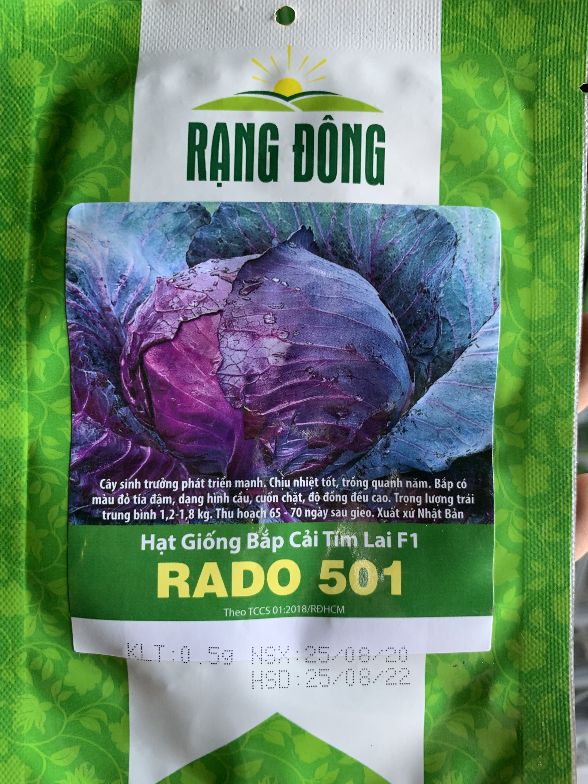 Hạt Giống Bắp Cải Tím Lai F1 Gói 0.5gr - Chịu Nhiệt Tốt - RADO 501