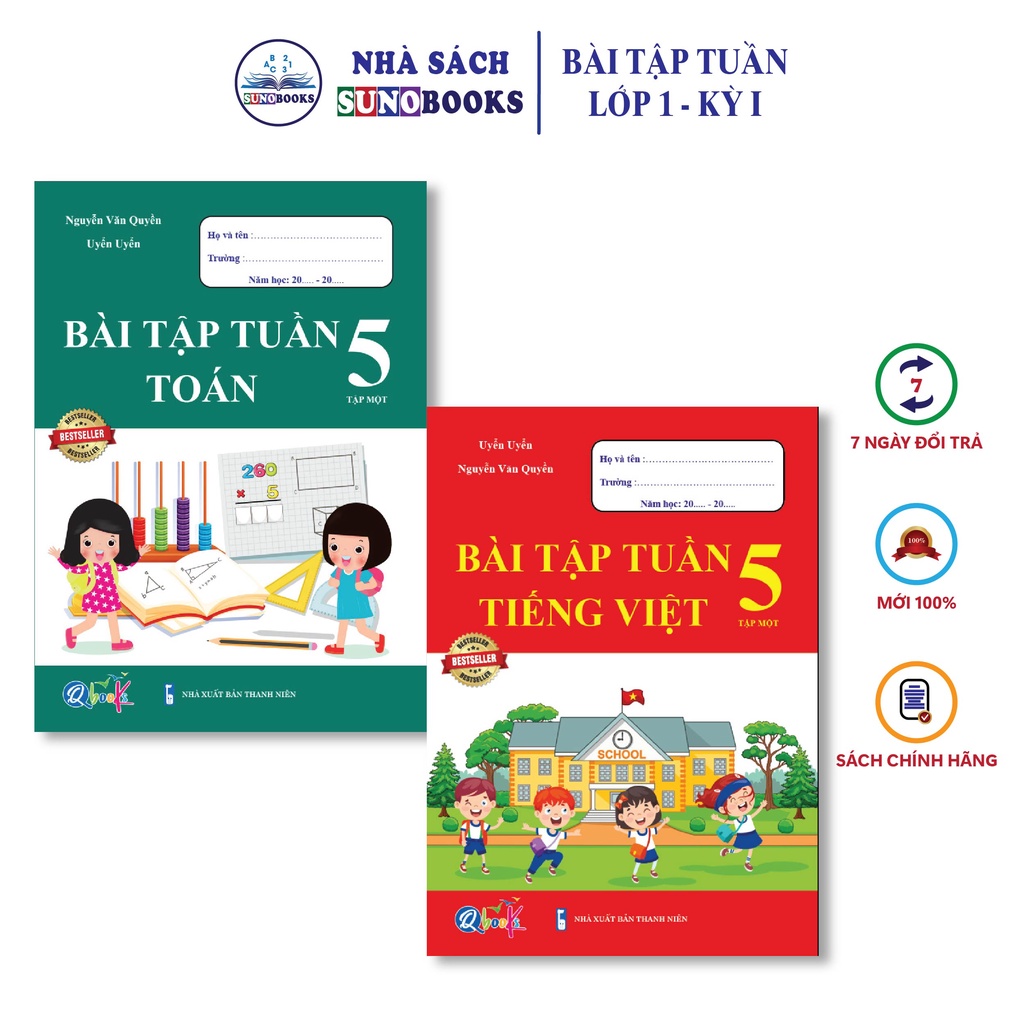 Sách - combo bài tập tuần toán và tiếng việt 5 - tập 1