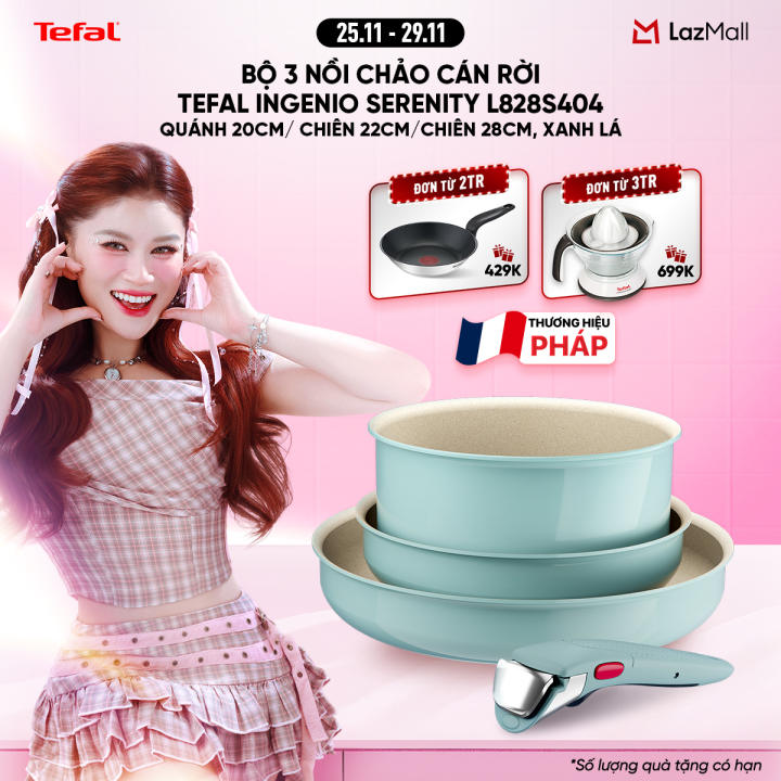 [MỚI] Bộ 3 nồi chảo cán rời Tefal…