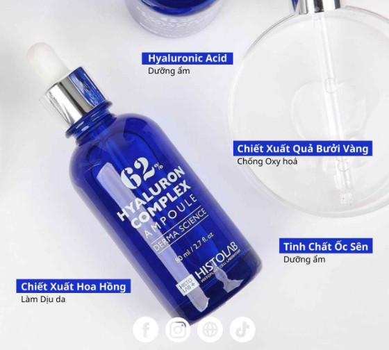 Tinh Chất Cấp Ẩm, Phục Hồi Da Histolab 62% Hyaluron Complex Ampoule Derma Science 50ml