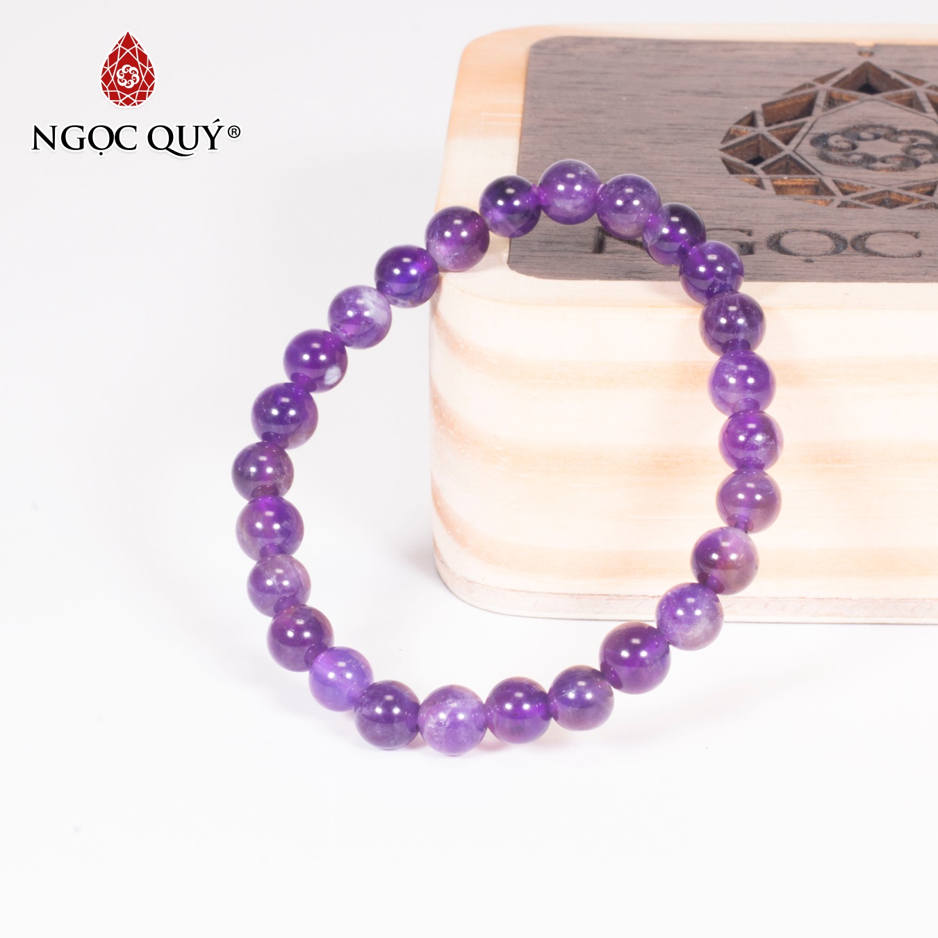 Vòng tay đá thạch anh tím mệnh hỏathổ - Ngọc Quý Gemstones