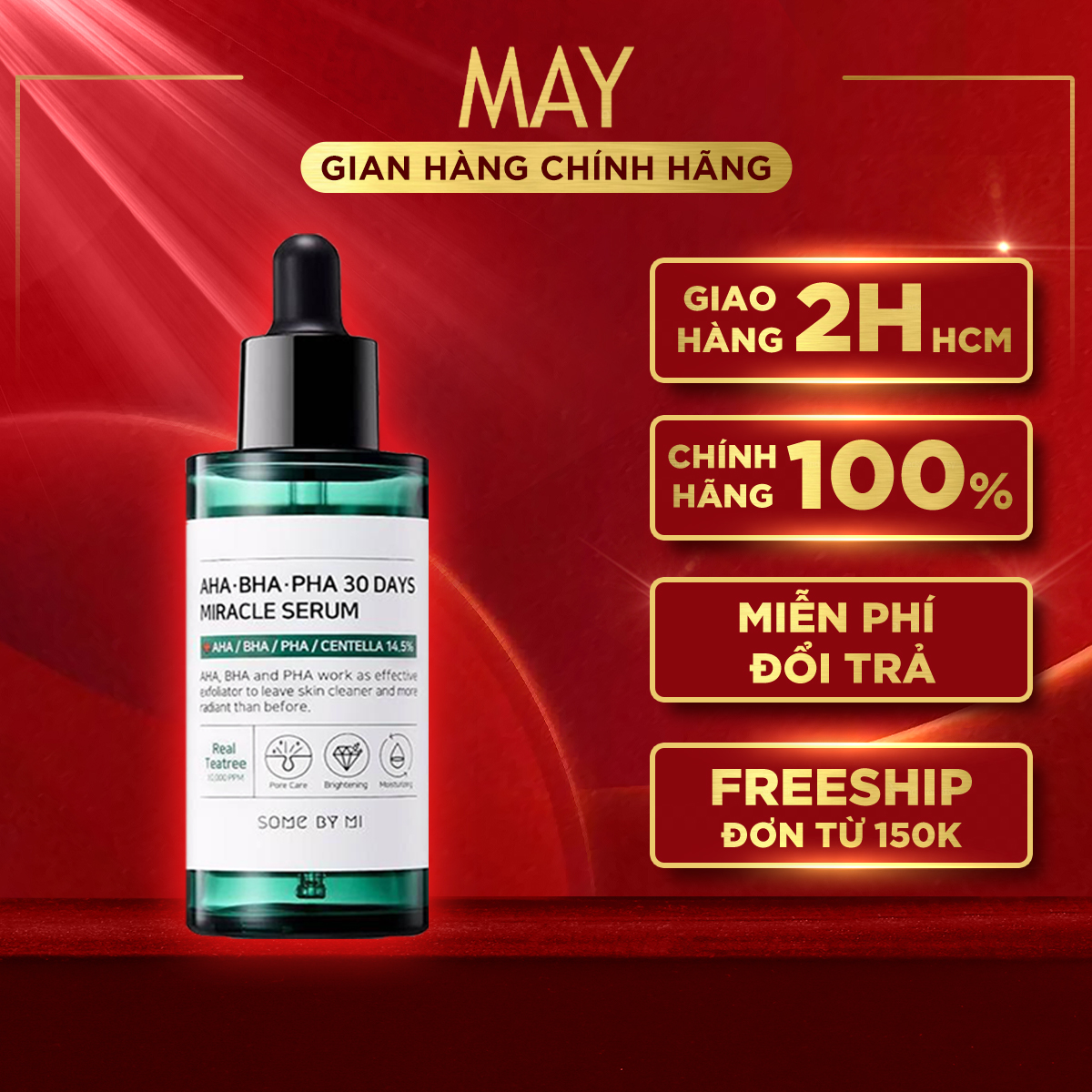 Tinh chất serum giảm mụn some by mi aha-bha-pha 30 days miracle serum 50ml - may cosmetics & skincare