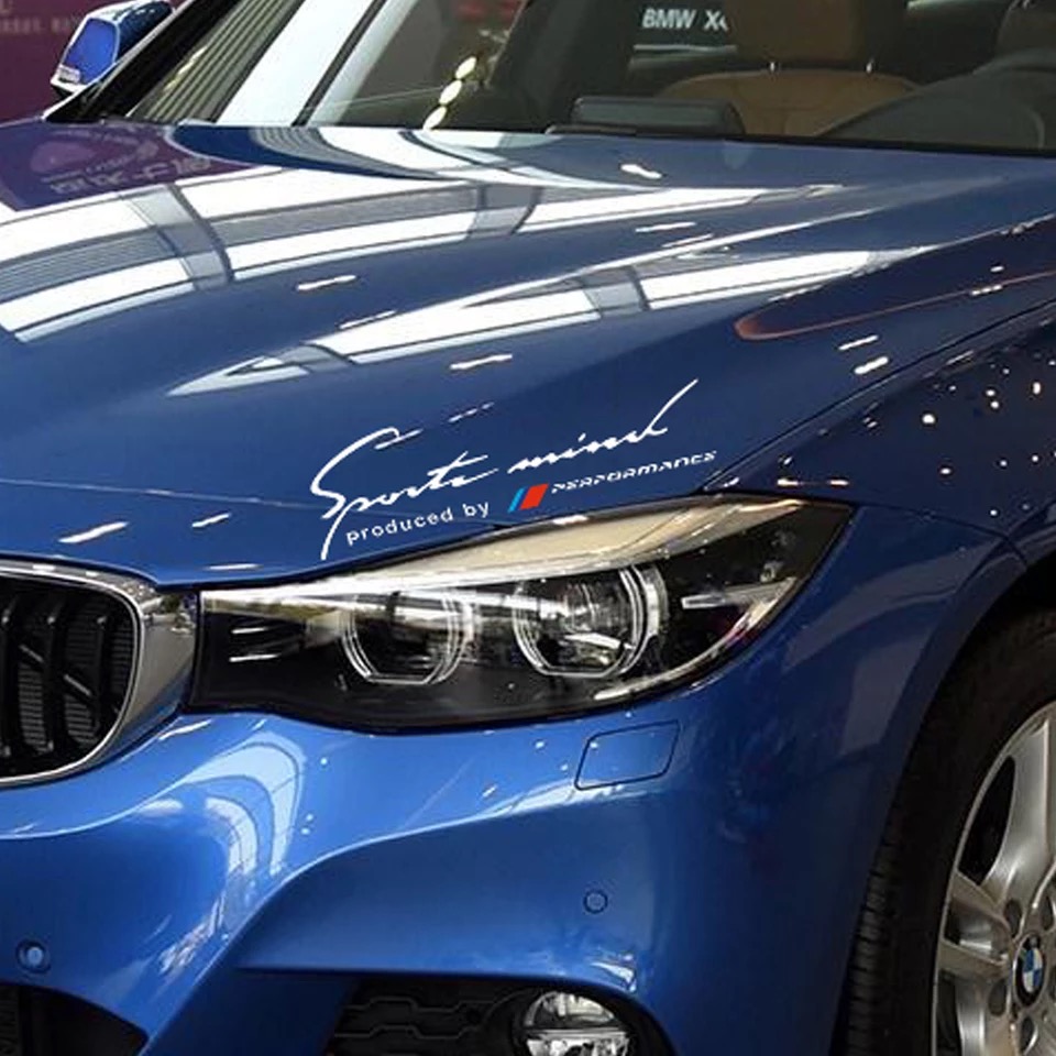 Tem sport mind dán capo xe ô tô Performance 02 (trắng)