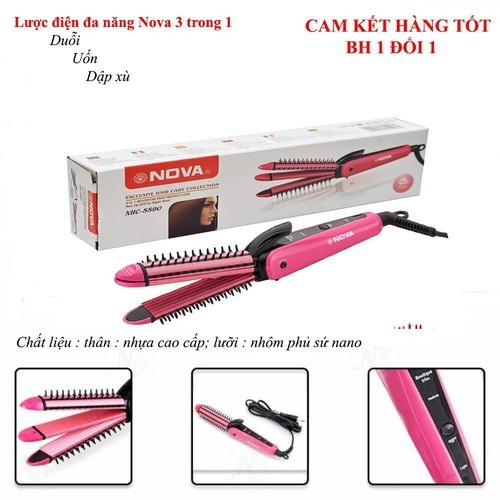 Lược điện NOVA 3 in 1 tiện dụng - lược điện dập xù là tóc làm xoăn