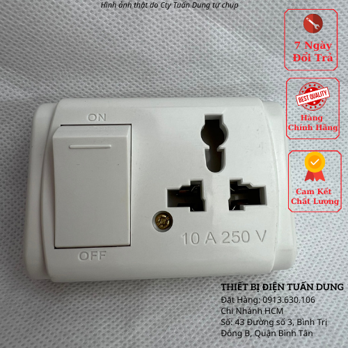 CÔNG TẮC VINAKIP LIỀN Ổ CẮM 10A 250V KIỂU 2