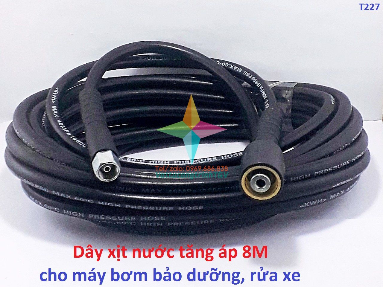 Dây xịt nước tăng áp CLC cho máy bơm bảo dưỡng, rửa xe dài 8m