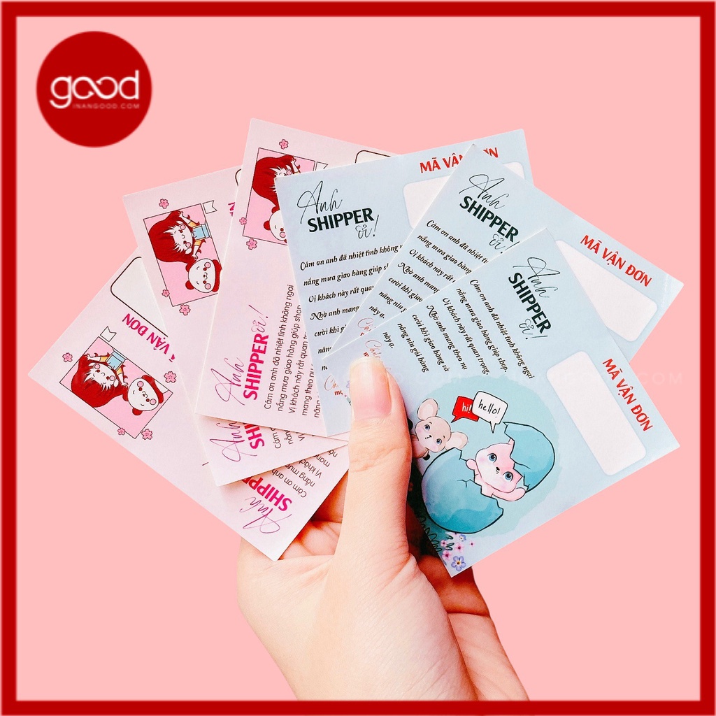 Decal Dán, Tem Nhãn Dán Cám Ơn Anh Shipper Có Ô Ghi Vận Đơn Và Keo Dính, Cán Màn Bóng, Chống Nước