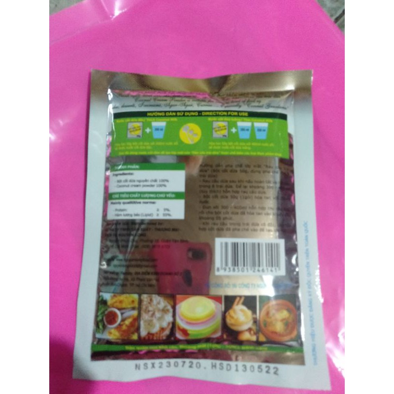 bột cốt dừa dragon nguyên chất 100%:thơm hơn & béo hơn [gói 50g]