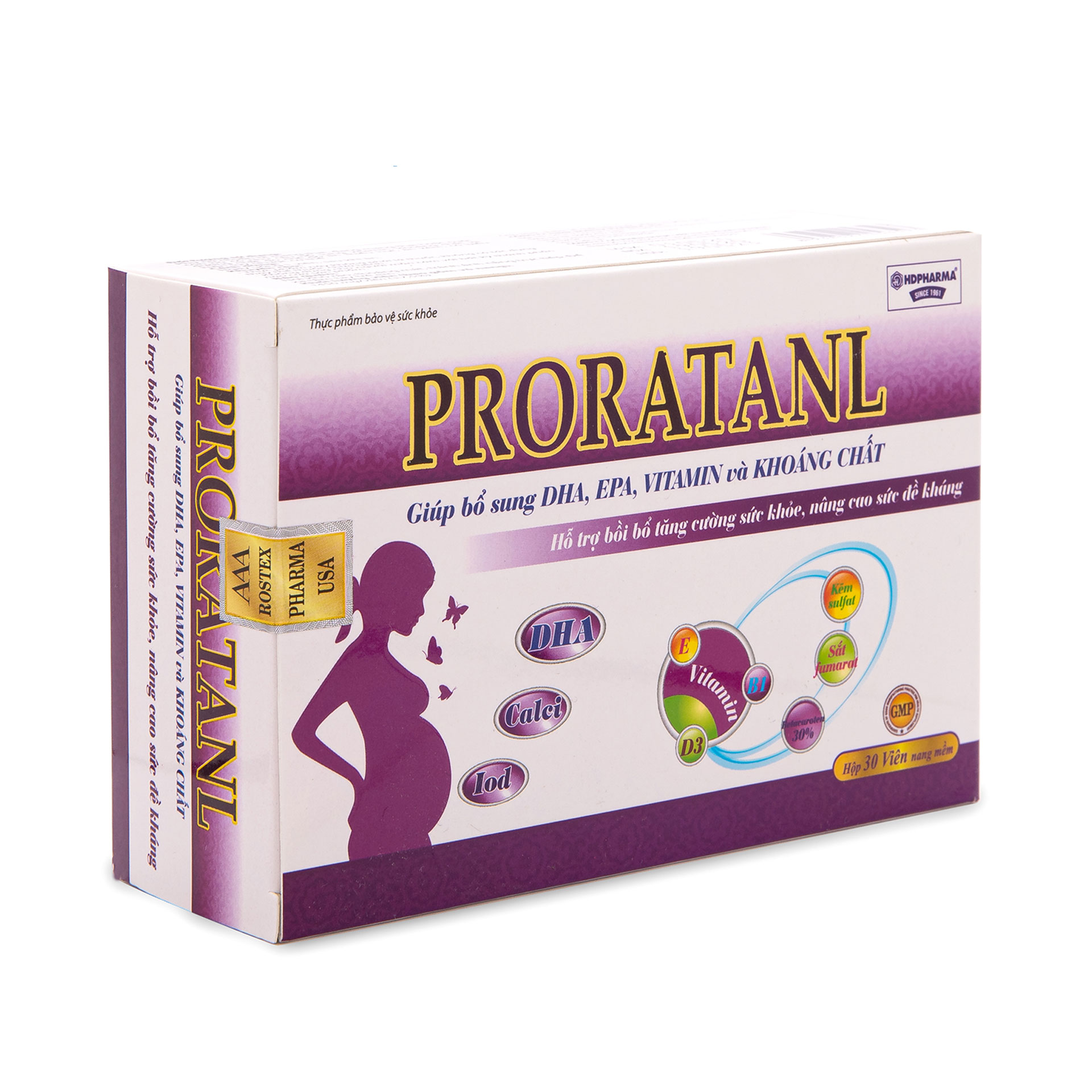 [HCM]Proratanl Viên Bổ sung sắt acid folic vitamin cho mọi mẹ bầu phụ nữ mang thai và cho con bú hộp 30 viên