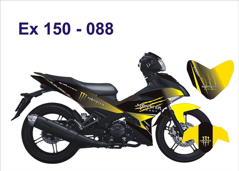 tem trùm xe máy exciter 150 chế đẹp - giá rẻ - tem vàng pha đen 17 - Tem xe máy ex 150 thiết kế theo yêu cầu - Tem xe ex 150 rẻ đẹp