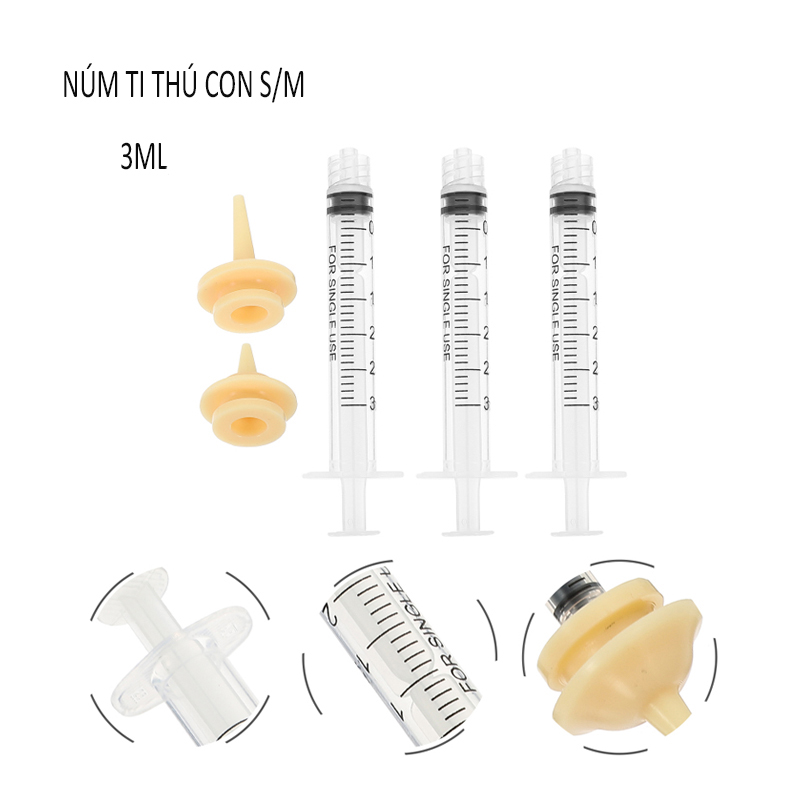 (Tặng bơm tiêm 3ML) Núm vú giả thú cưng Bình sữa Bình ti thú cưng