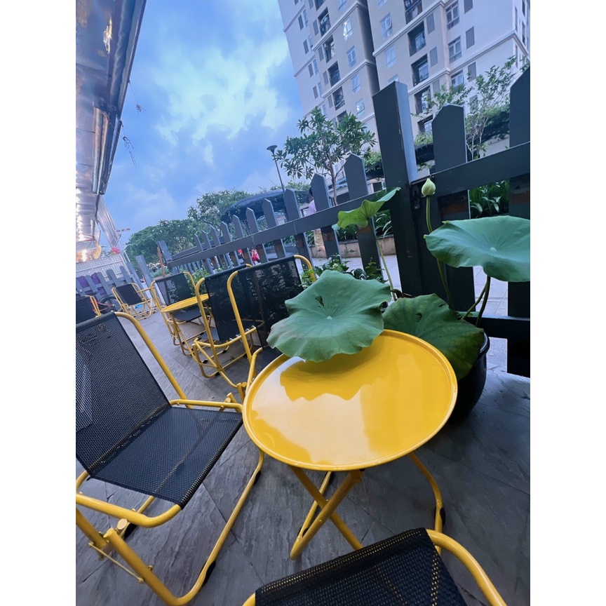 🍂bộ bàn ghế cà phê_siêu đẹp🍂 bàn cà phê xếp gọn vàng chanh siêu xinh, bàn sắt xếp gọn hàng chính hãng công ty duy phương - nemtot bedding