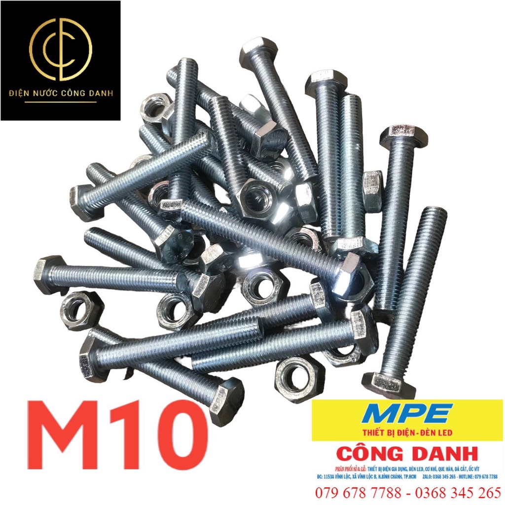 BULON sắt si M10 (10li) đủ kích cỡ ( bịch 20 con + tán)