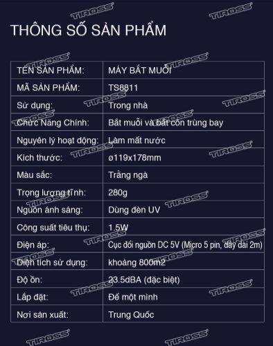Đèn Bắt Muỗi Tiross TS8811