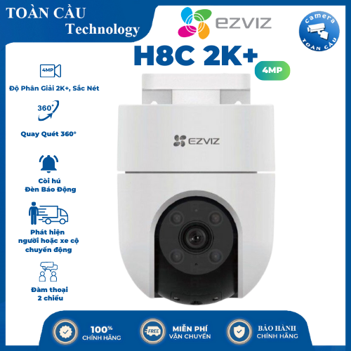 [CHÍNH HÃNG] CAMERA EZVIZ H8C 2K+ ĐỘ PHÂN GIẢI 4MP TÍCH HỢP NHIỀU TÍNH NĂNG AI THÔNG MINH - Nhìn Đêm 4 Chế Độ, Quay Quét 2 Chiều, Xoay 360 Độ, Đàm Thoại 2 Chiều - CAMERA TOÀN CẦU