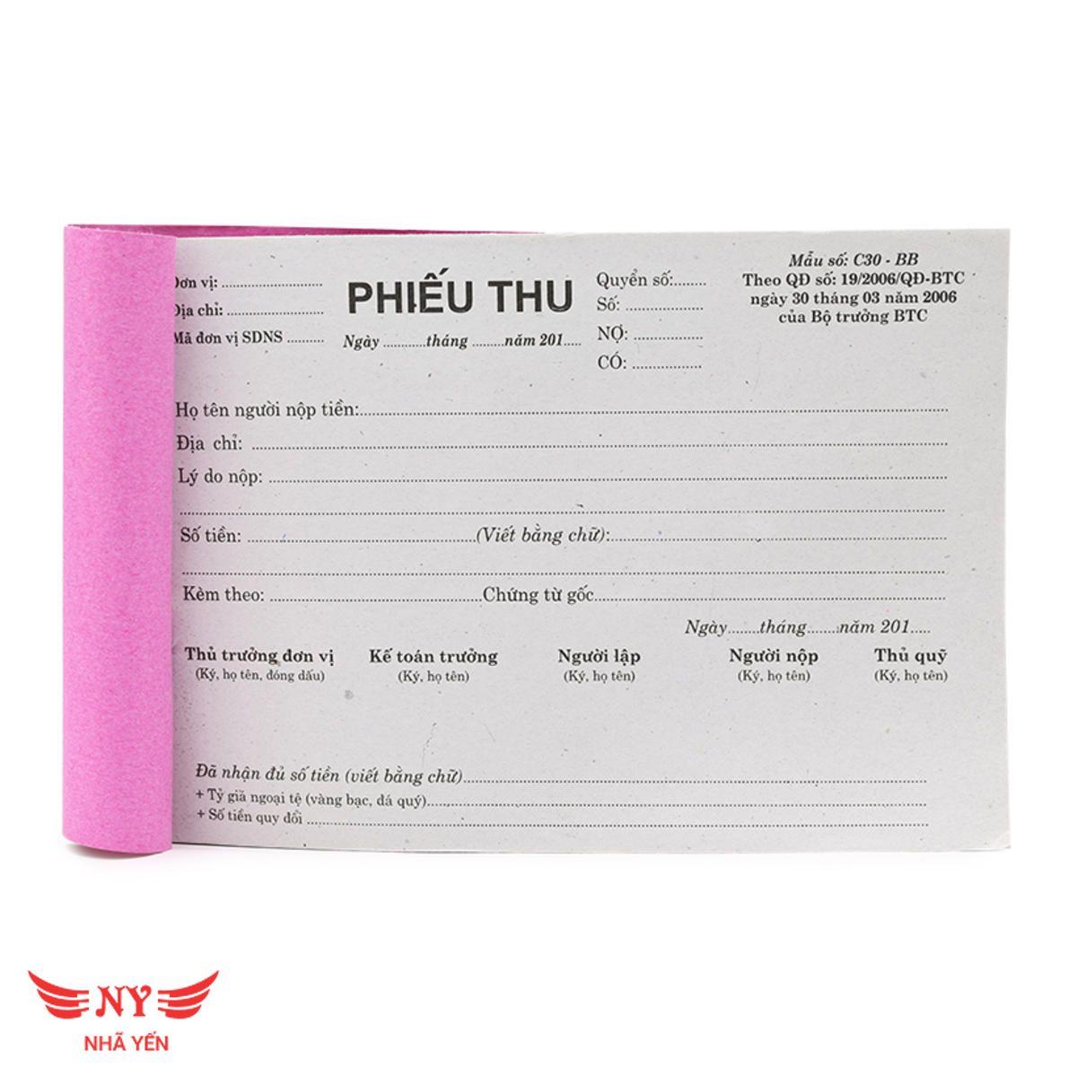 [HCM]Phiếu thu khổ 13x19cm 1 liên2 liên và 3 liên