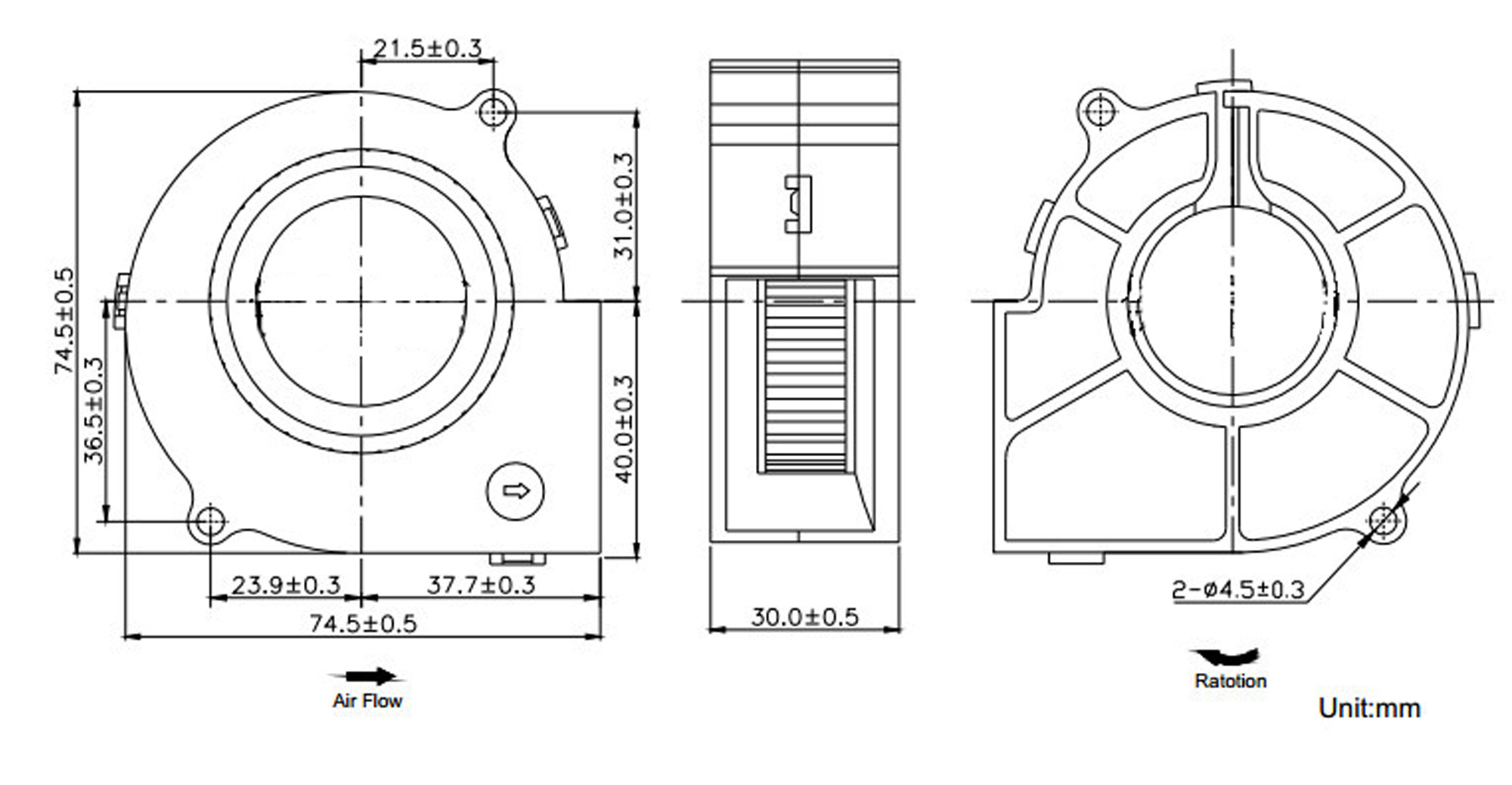 Quạt hút ly tâm 7530 12VDC