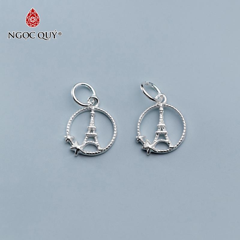 Charm bạc hình tròn chứa tháp treo 10mm - Ngọc Qúy Gemstones