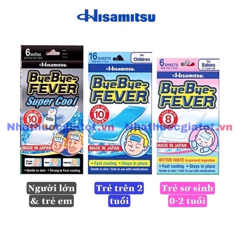 [Túi 2 Miếng] Miếng Dán Hạ Sốt BYEBYE FEVER Hisamitsu