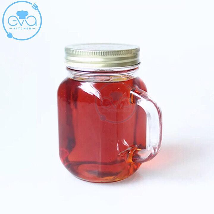 Bộ 10 Ly Quai Thủy Tinh Trơn 450ml-Ly Mason Jar Thủy Tinh Tay Cầm 450ml / Ly Sinh Tố, Nước Ép