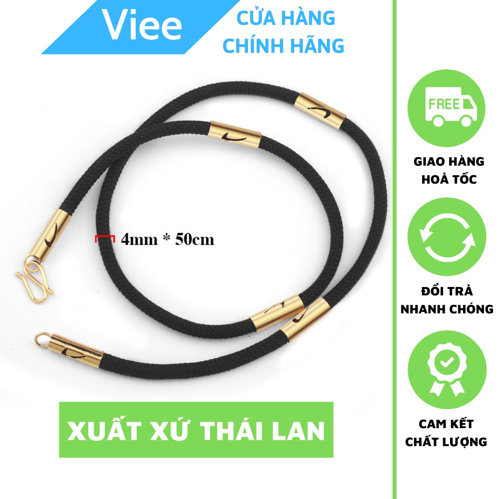 Dây chuyền dù đen bọc khoanh inox mạ vàng thái lan
