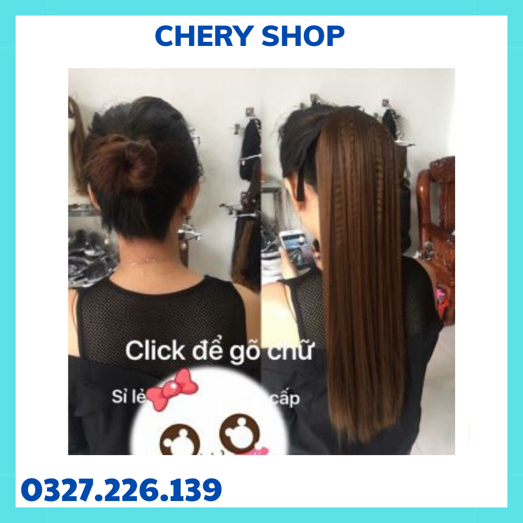 tóc giả nữ đẹp Tóc cột thẳng bấm phồng