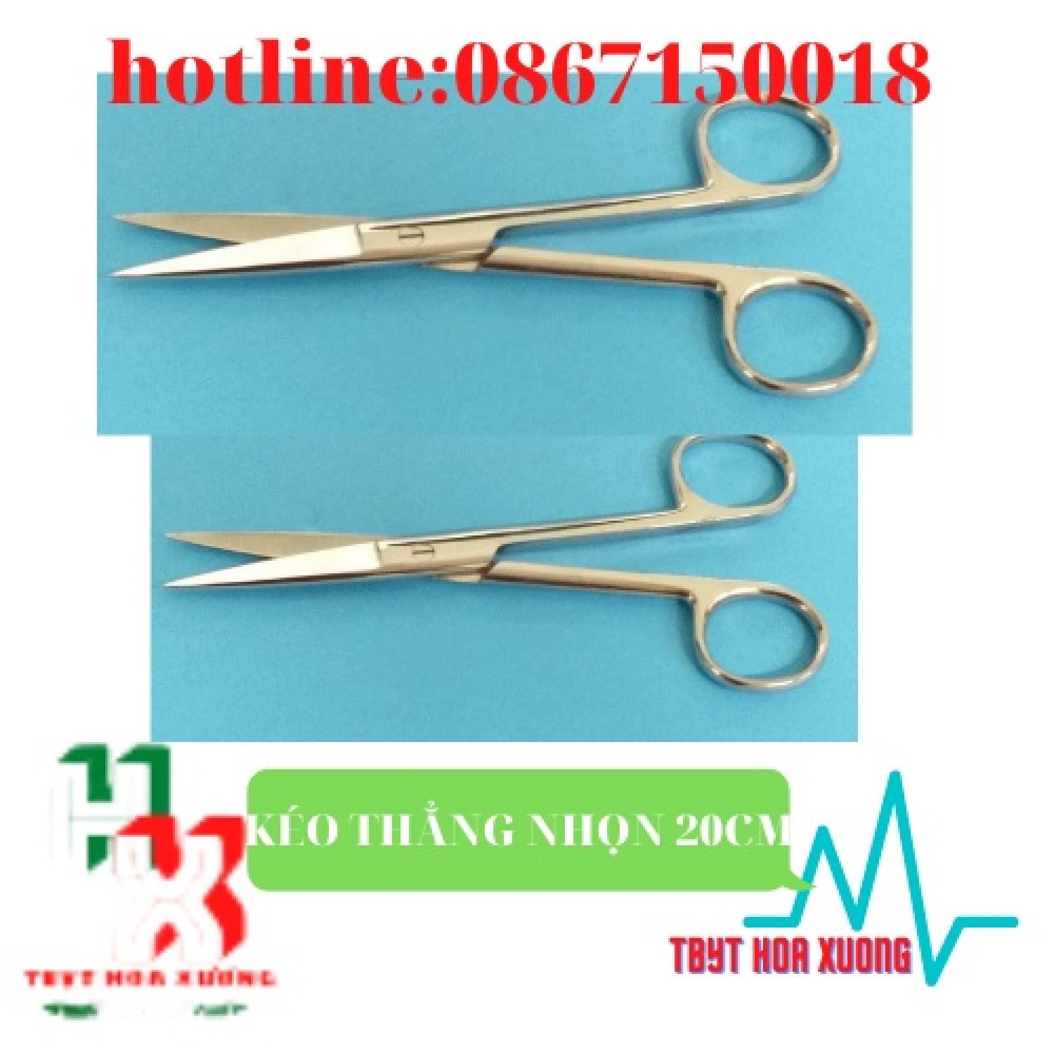 Kéo Y Tế Thẳng Nhọn 20cm - Kéo Cắt Chỉ