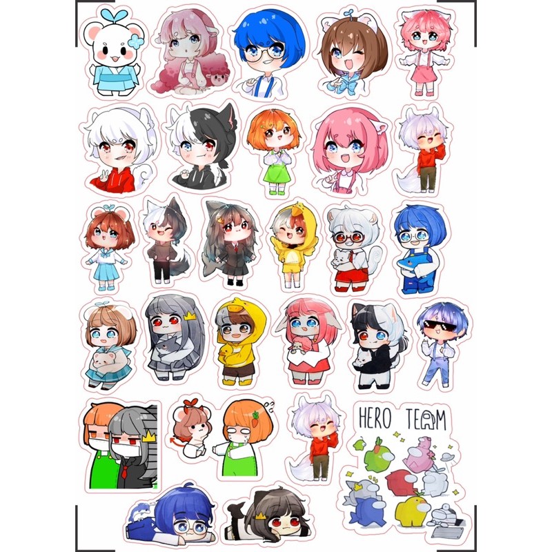 Sticker heroteam 30-60 cái ép lụa decal/ hình dán hero team